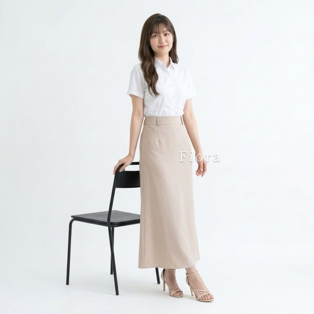 Jual Rok A Line Cream Rok Kerja Kantor Wanita Rok Kuliah Bahan ...