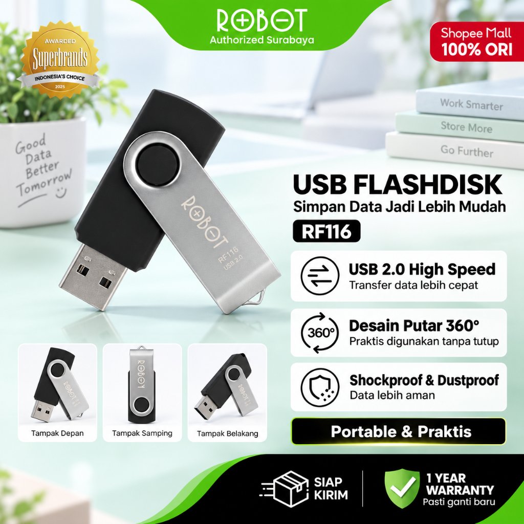 Jual ROBOT RF116 Flashdisk 16GB USB 2.0 High Speed Flash Drive Metal ...