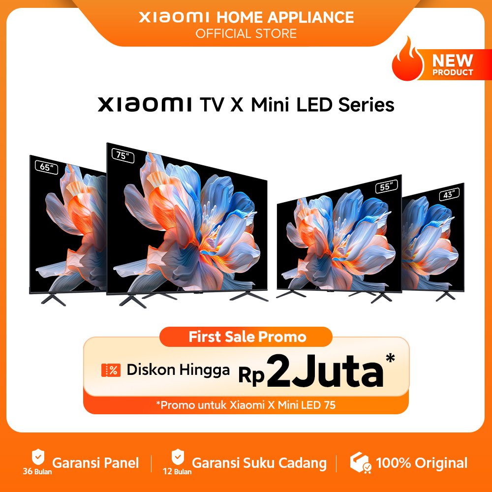 Xiaomi TV X Mini LED Series | TV X Mini LED 43 | TV X Mini LED 55 | TV X Mini LED 65 | TV X Mini LED 75 | QD-Mini LED untuk Kontras Lebih Dalam & Detail Lebih Jelas | HDR10+ untuk Warna Lebih Cerah & Hidup [Xiaomi Official Store]