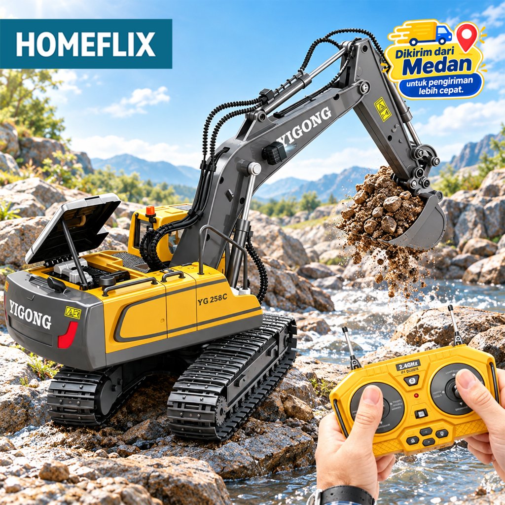 Jual RC Excavator Anak YIGONG 2.4Ghz Mainan Kendaraan Konstruksi dengan ...