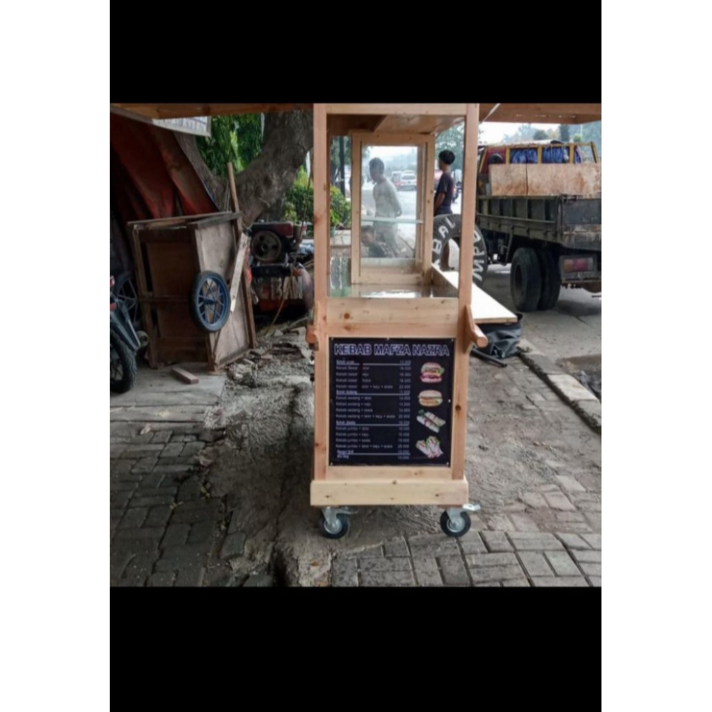 Jual grobak booth minimalis kayu jati Belanda | Shopee Indonesia
