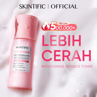 SKINTIFIC - Niacinamide Brightening Booster Essence Toner 80ml | Glowing Tranexamic Acid Eksfoliasi Wajah Exfoliating Acnes Badan Hydrating Toner Wajah Acne Spot Barrie Untuk Semua Jenis Kulit Kusam