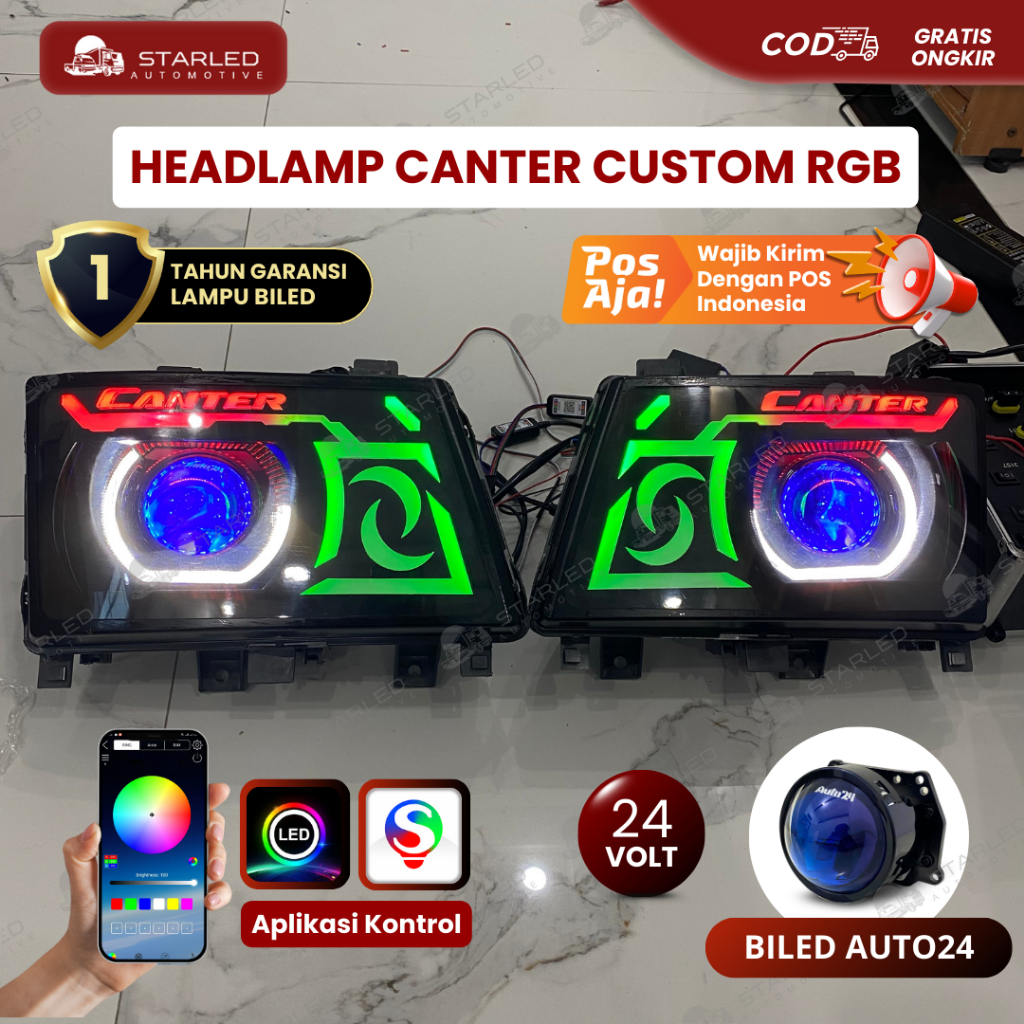 Jual Headlamp Custom Set Biled Canter Akrilik Timbul atau 3D Head Lamp ...
