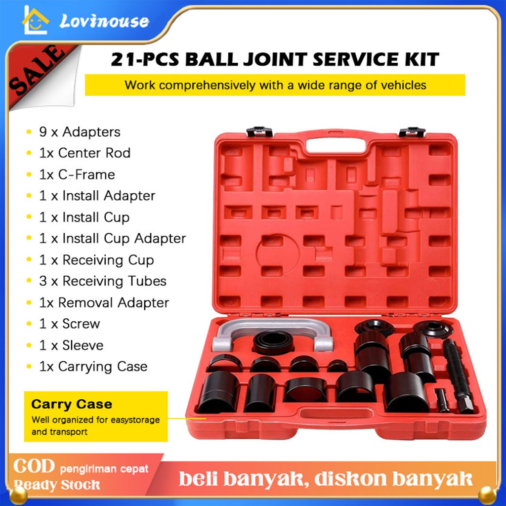Garansi 1 tahun-21 Pcs/set Ball Joint Press Kit Baja Karbon Auto Repair Remover Menginstal Alat Adaptor untuk Garasi Bengkel Mobil  jlv