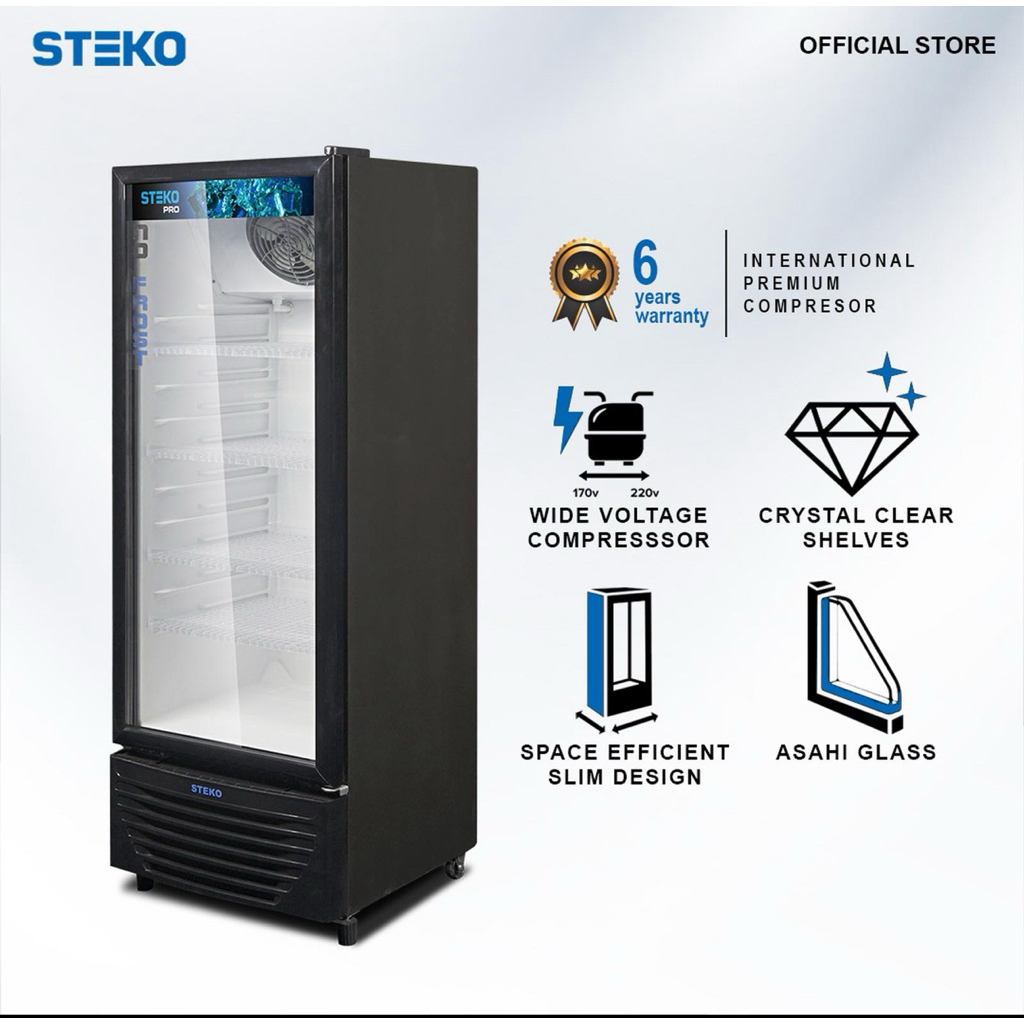 Jual SHOWCASE STEKO NO FROST LG250 4 RAK GARANSI RESMI (tanpa bunga es ...