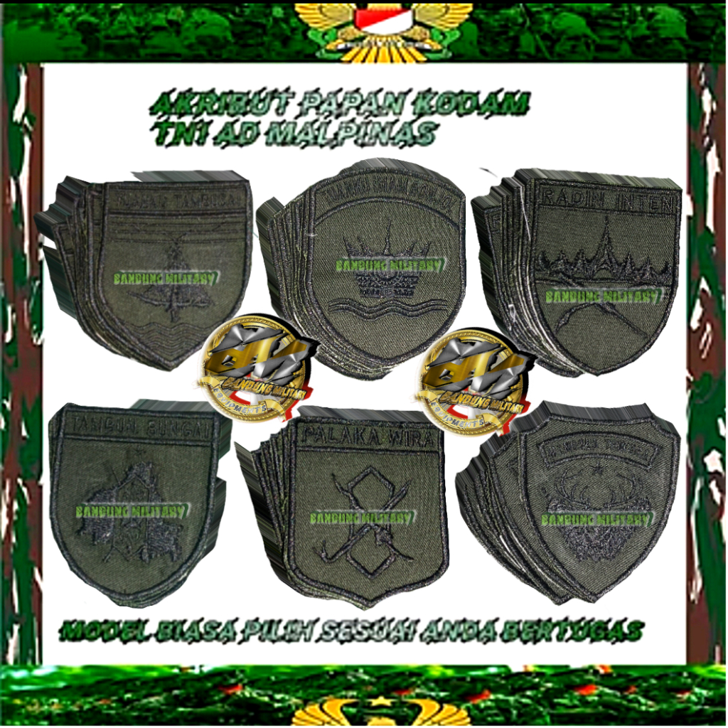 Jual Bordir Logo Satuan Kodam TNI AD Malpinas Hijau Army Bahan Japan ...