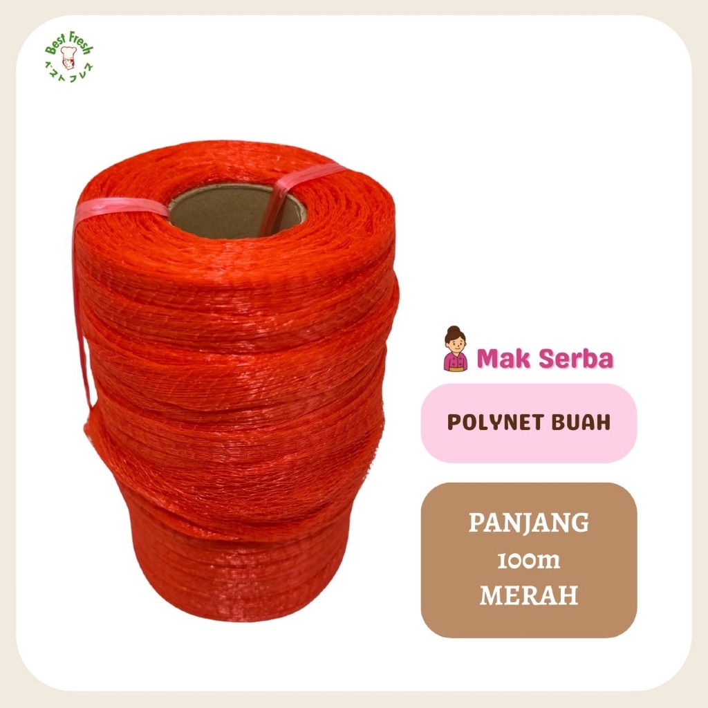 Jual Bet Freh Polynet Buah Roll 100M Merah Jaring Buah Polynet ...