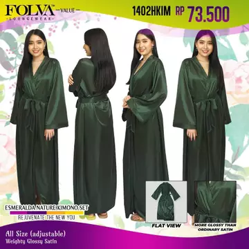FOLVA Kimono Baju Tidur Panjang Satin Robe All Size