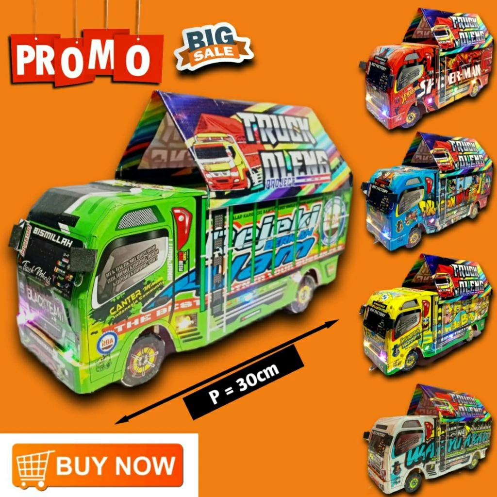 PROMO Murah Truk Miniatur Kayu Lampu Kelip Edukasi