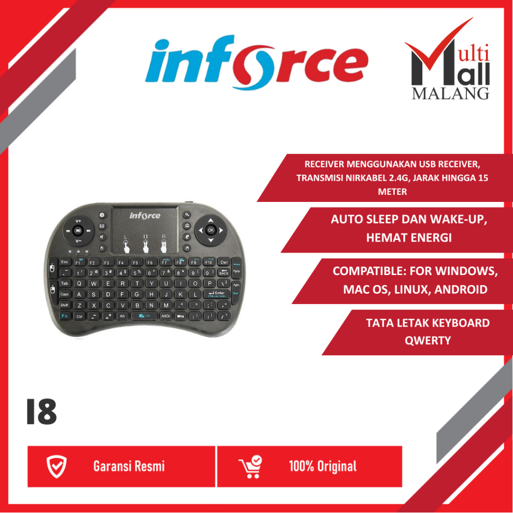 Jual INFORCE MINI KEYBOARD I8 WIRELESS CHARGE NOKIA HANDHELD | Shopee ...