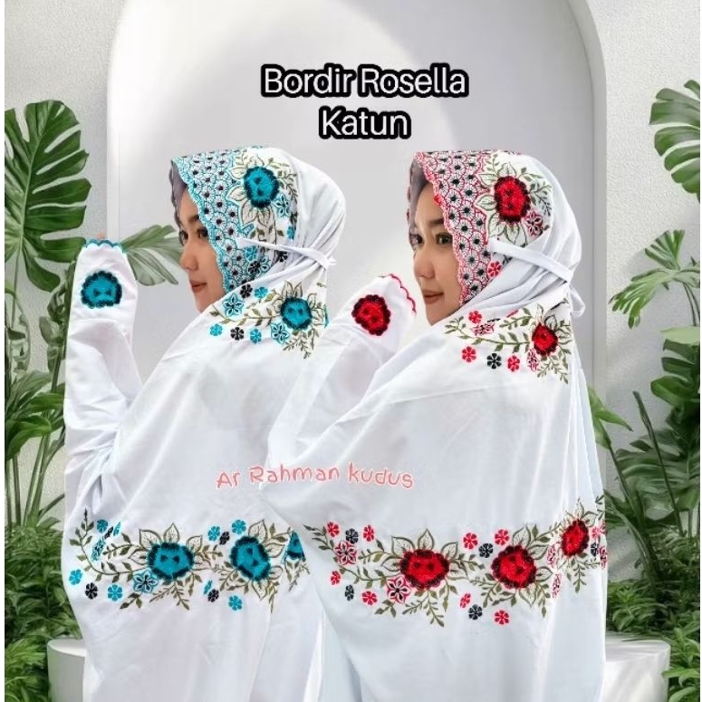 MUKENA DEWASA TERUSAN MOTIF MAWAR ROSELLA