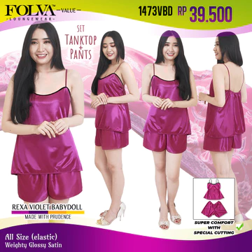 FOLVA Tanktop Baju Tidur Set Celana Pendek Satin All Size