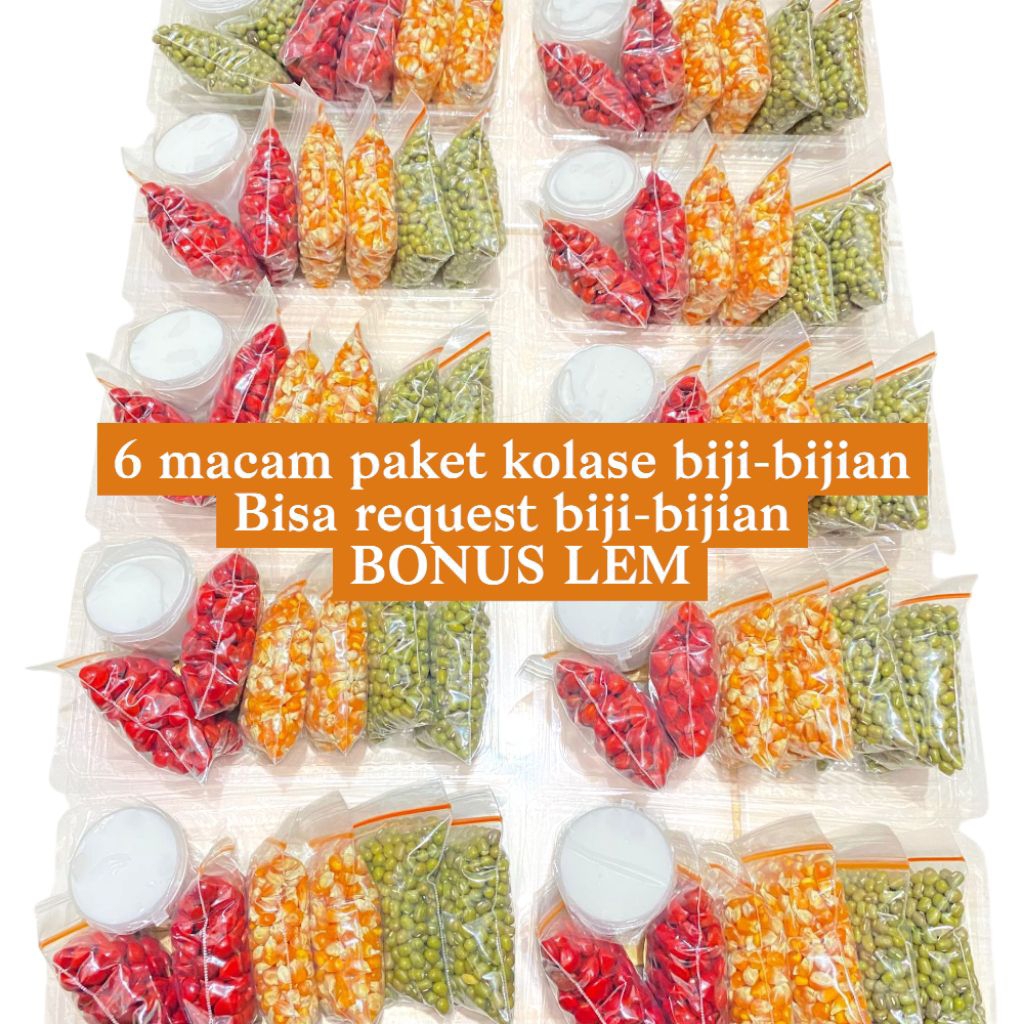 6 macam paket biji-bijian bisa request bahan prakarya kerajinan tangan sekolah