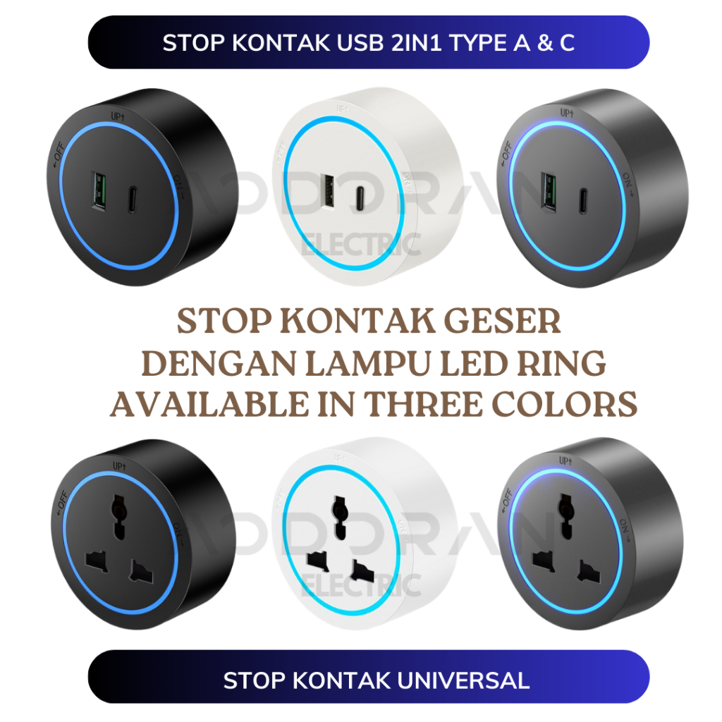 Jual AODORAN Universal Power Track Socket / Movable Socket With LED ...