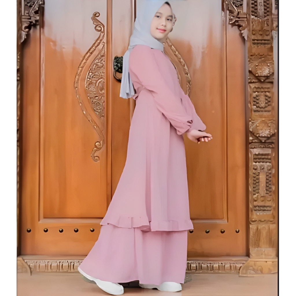 Jual Gamis Malaysia Rampel Anak Bahan Ceruty Babydoll Terbaru | Shopee ...