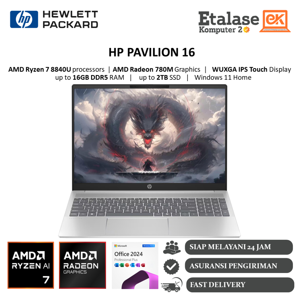 Jual Hp Pavilion 16 Amd Ryzen 7 8840u 16gb Ram Ddr5 1tb Ssd Radeon 780M ...
