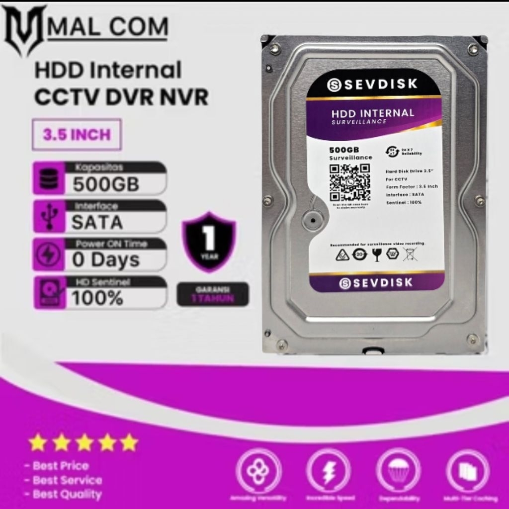 Jual Hardisk Cctv 3TB/2TB/1TB/500GB Sevdisk Purple Surveillance