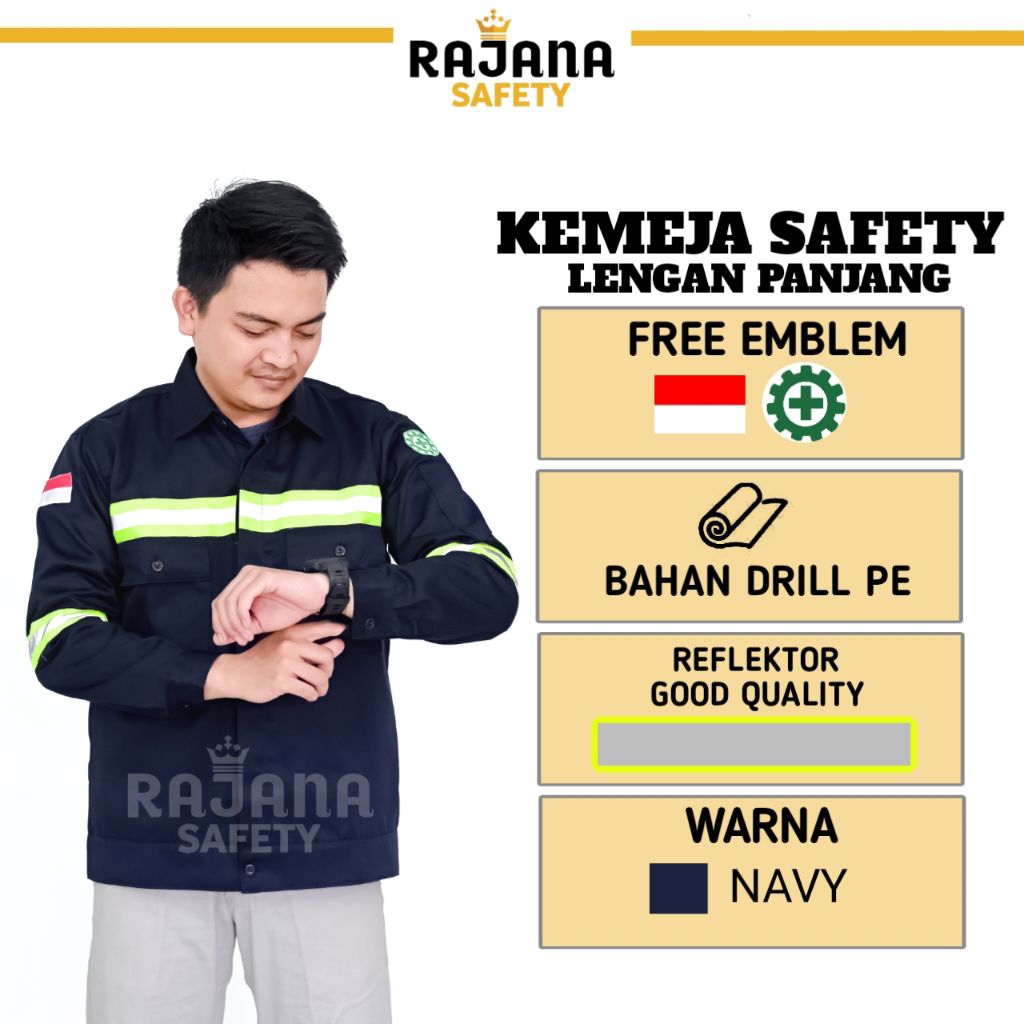 Jual Rajana Safety - wearpack safety lengan panjang warna navy kemeja ...