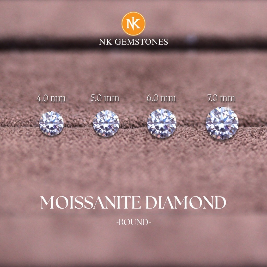 Jual Batu Moissanite Diamond Round 4 MM–7 MM | Bersertifikat GRA Asli ...
