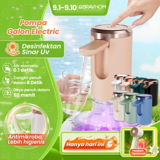 BRAVHOM Pompa Galon Elektrik Dapat Dilipat Desinfektan SinarUv Dispenser Air Galon Portable BL-WD02