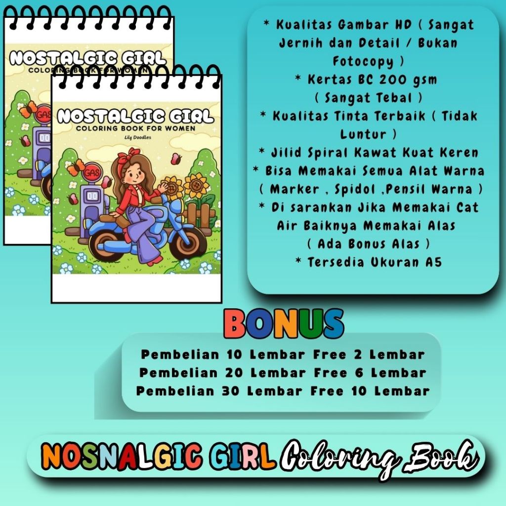 Jual NOSTALGIC GIRL Buku Mewarnai Coloring Bokk For Women Gambar HD ...