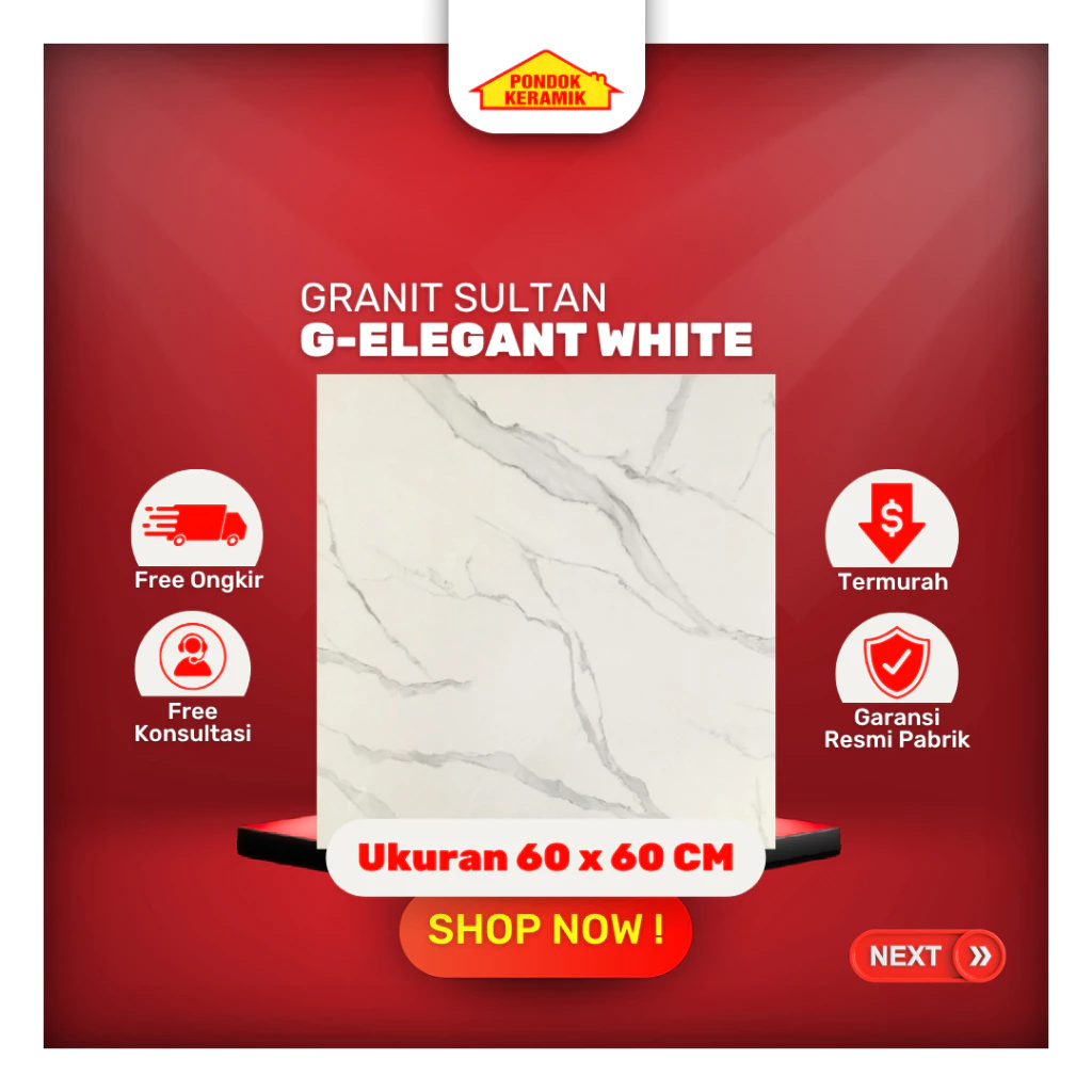 Granit Lantai Sultan 60x60 Elegant White Glossy Motif Carara