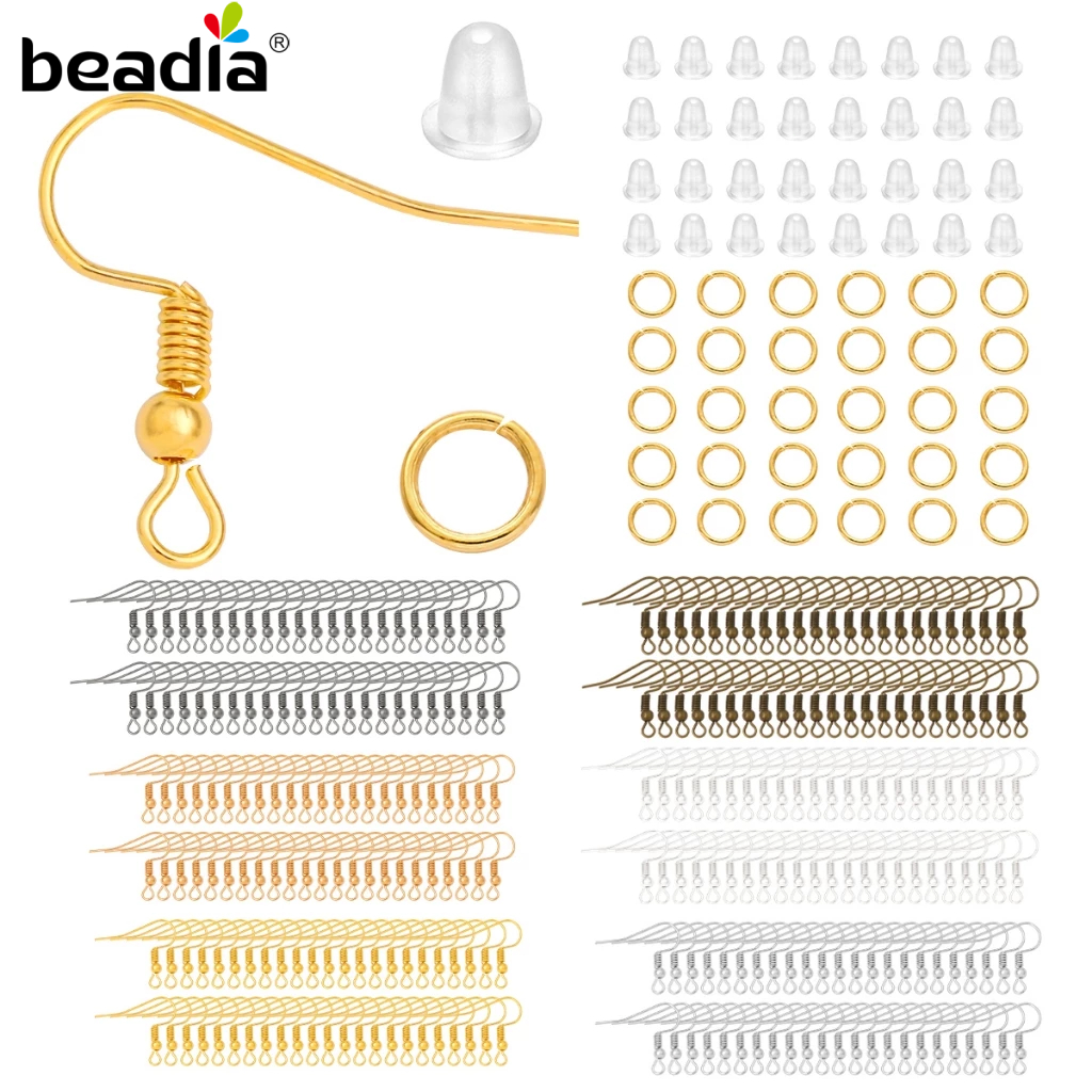 Jual Beadia 300pcs SET BAHAN PEMBUAT ANTING | Hook, Ring Karet, Ring ...