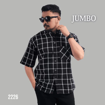 DGM Kemeja Pria Flanel Jumbo Lengan Pendek Premium 049