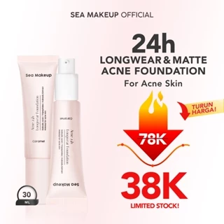 Sea Makeup Acne 24h Longwear Foundation – Foundation Tahan Lama Full Coverage dengan Salicylic Acid, Tripeptides & Kakadu Extract [BPOM]