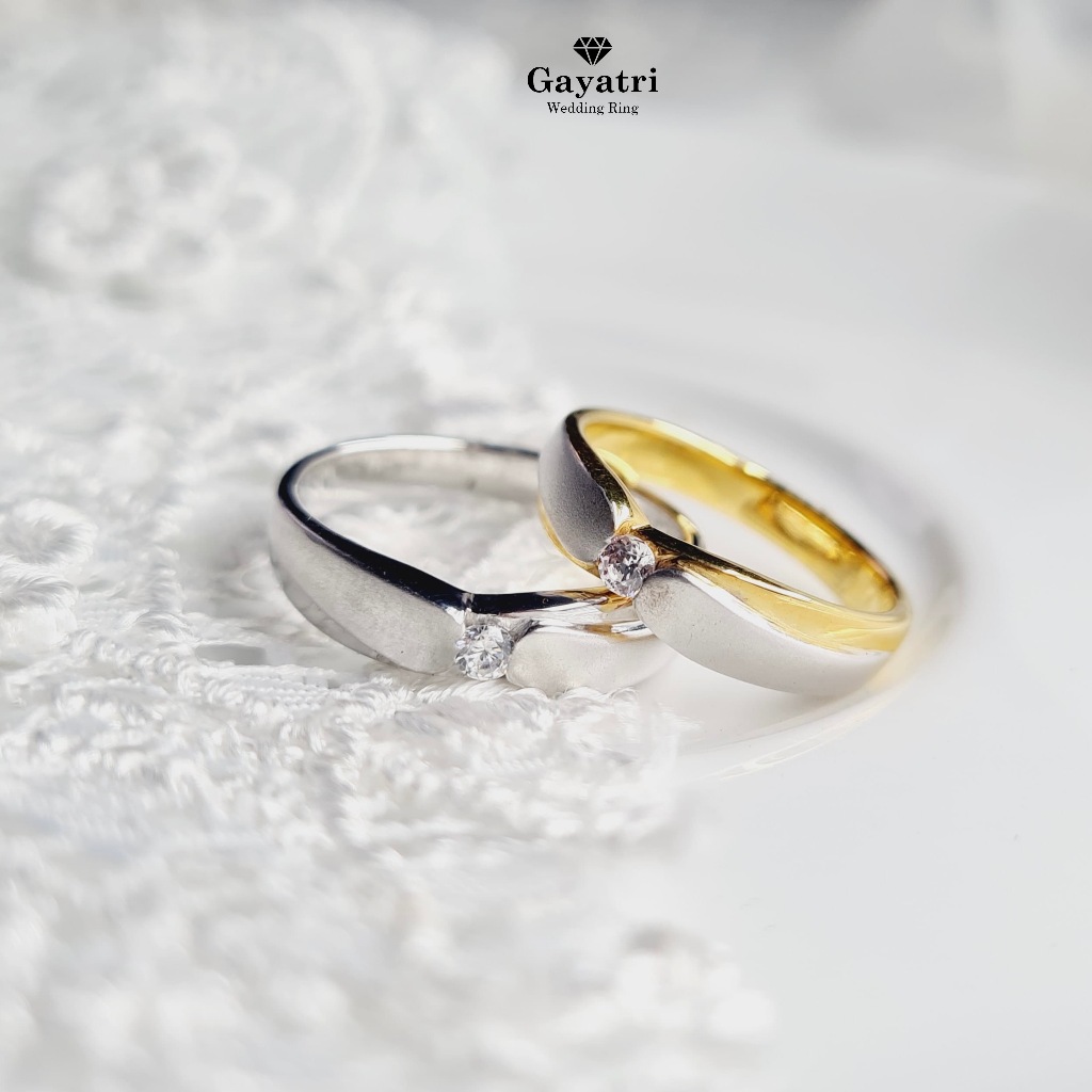 Jual Couple Ring Nikah Tunangan Cincin Wanita Emas Elegan + Pria Silver ...