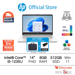 Laptop HP Intel Core i5 Iris X 8GB / 16GB RAM 256GB / 512GB SSD Silver Windows 11 Home 14 Inch Gen 12 Garansi 2 Tahun Promo Murah Gratis Ongkir Official Non Second
