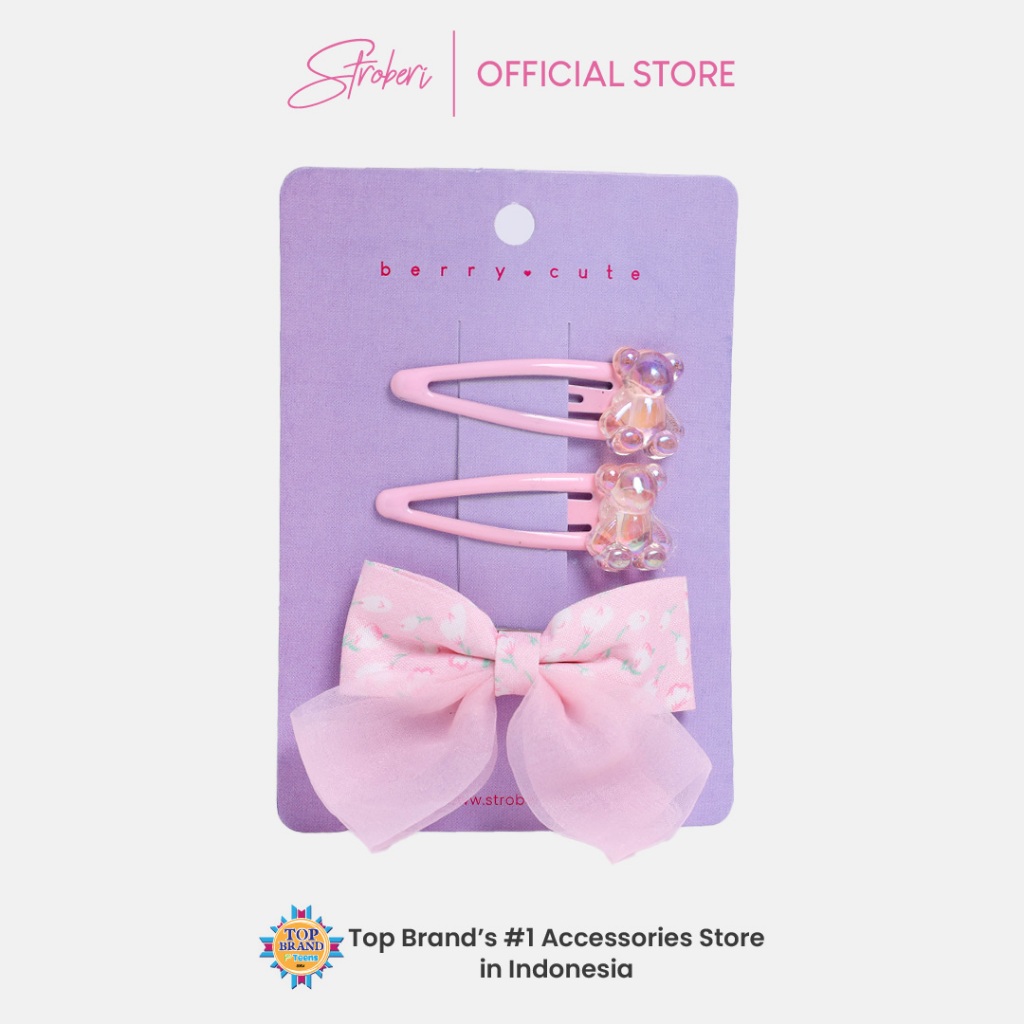 Jual Stroberi Bow Mix Hair Clip Set | Shopee Indonesia