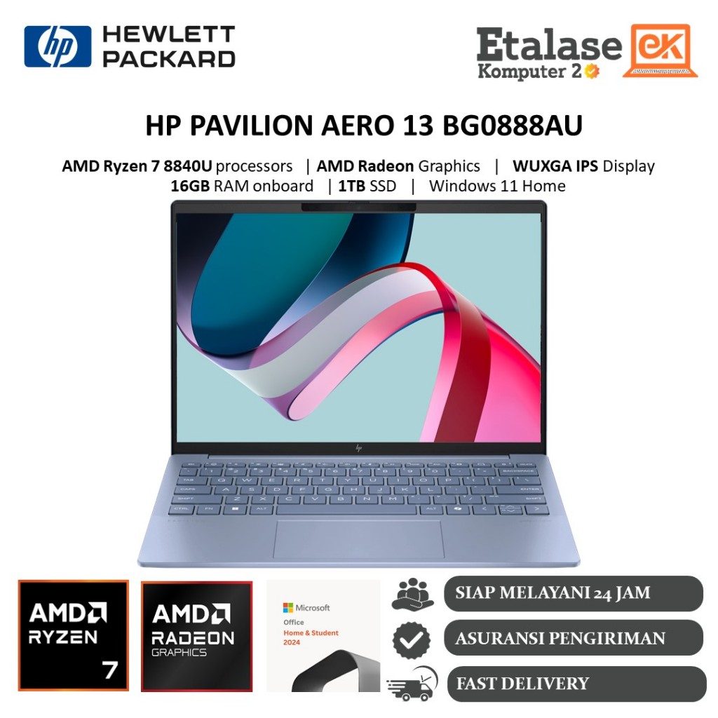 Laptop HP Pavilion Aero 13 AMD Ryzen 7 8840U Ram 16GB 1TB SSD 13.3