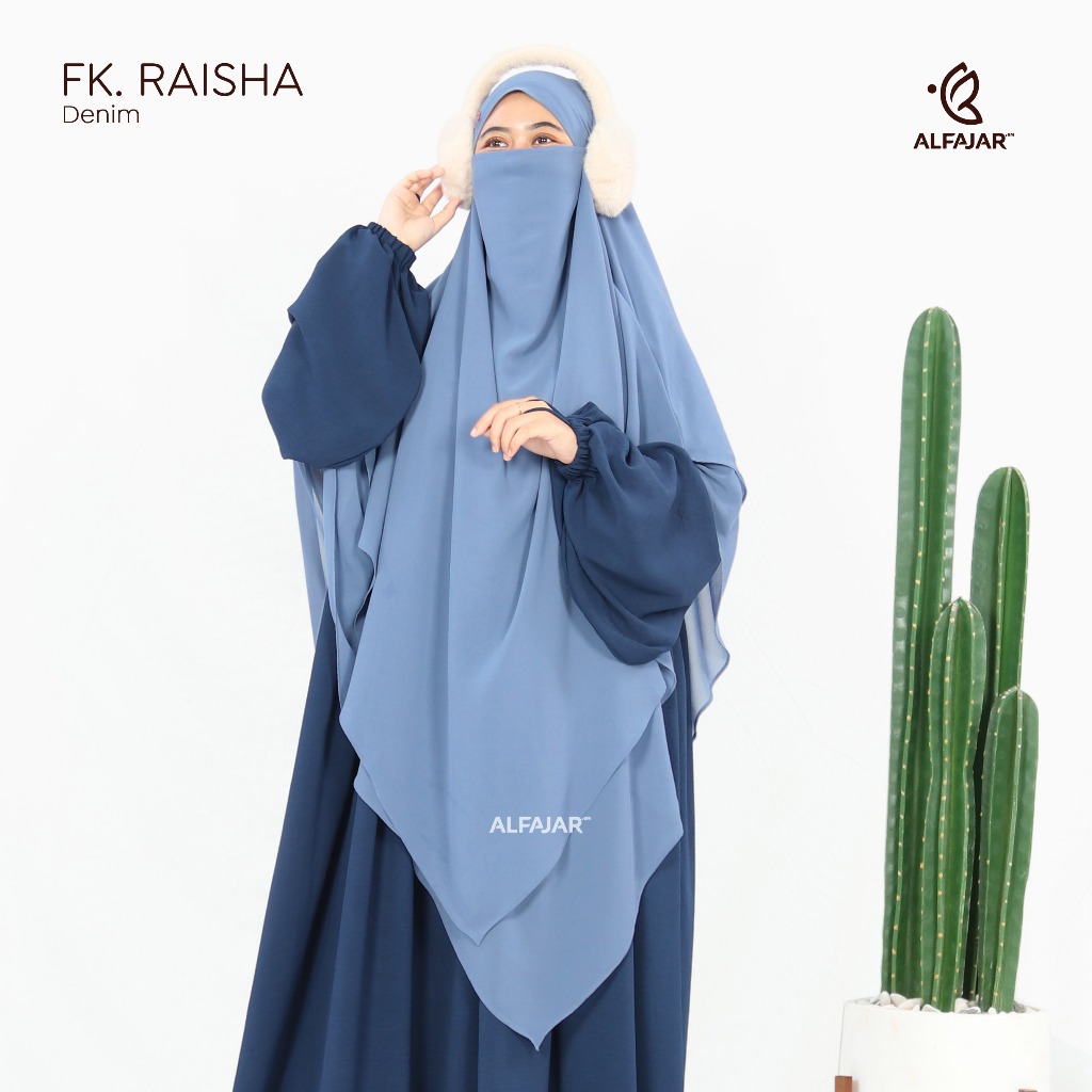 Alfajar Frenchkhimar Ceruty Jumbo RAISHA Dua Layer Free Cadar Tali Model Runcing Dan Oval