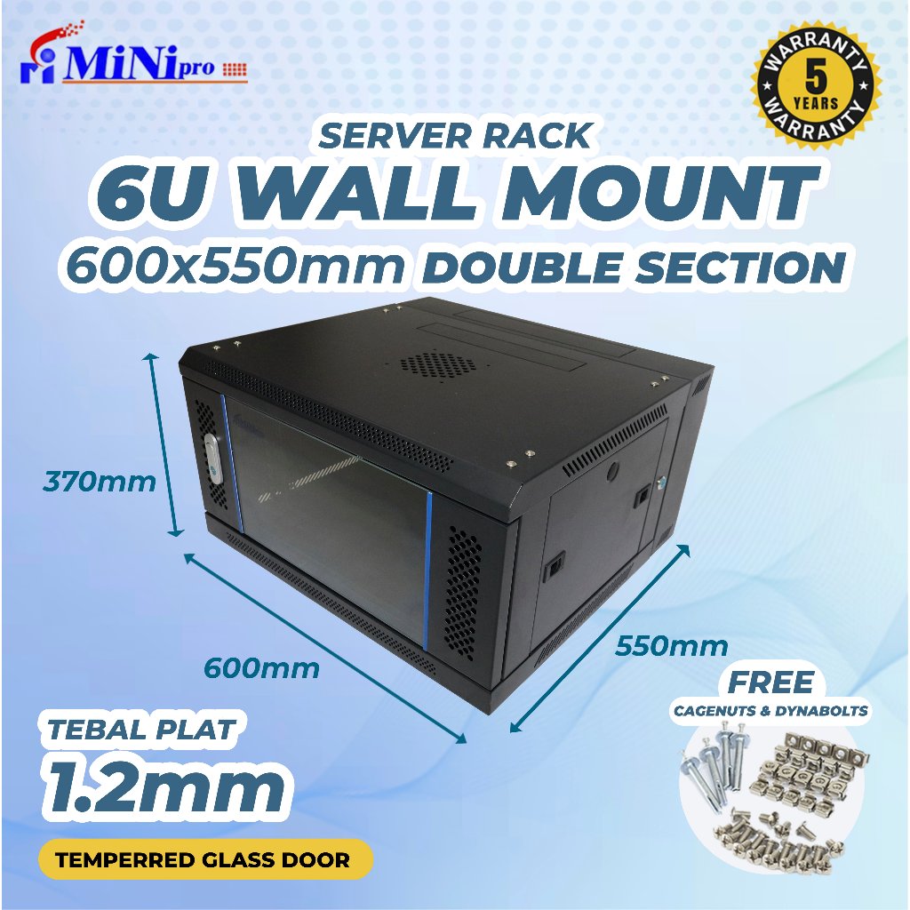 Jual Minipro Rack Server 6U 600x550mm Double Section Wall Mount Rack ...