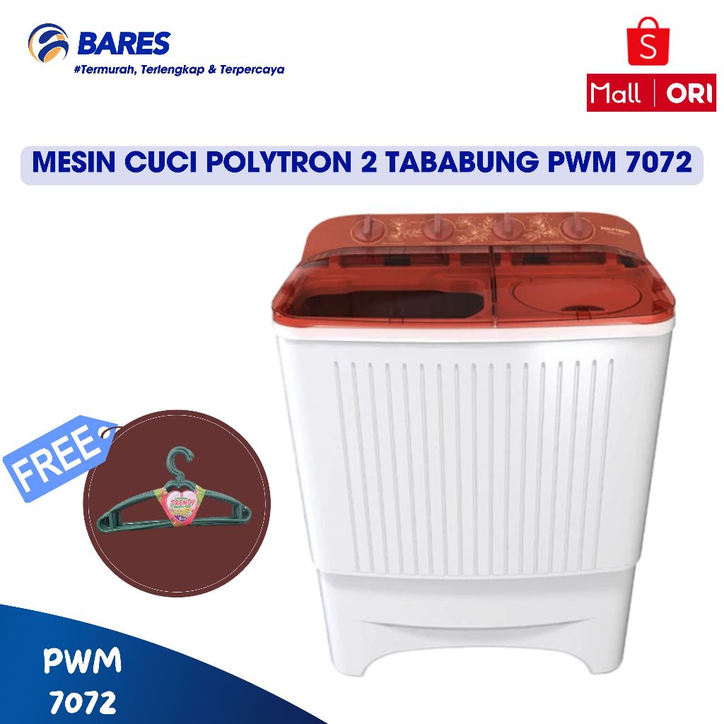 Jual Polytron PWM-7072B/N Mesin Cuci 2 Tabung Kapasitas 7 Kg Low Watt ...
