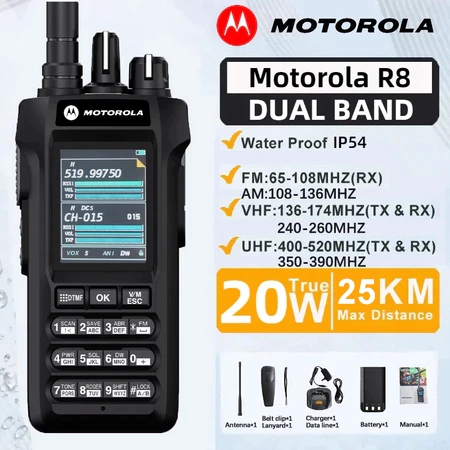 Jual Motorola Walkie Talkie R8 Jarak Jauh 25KM Daya tinggi 20W Baterai ...