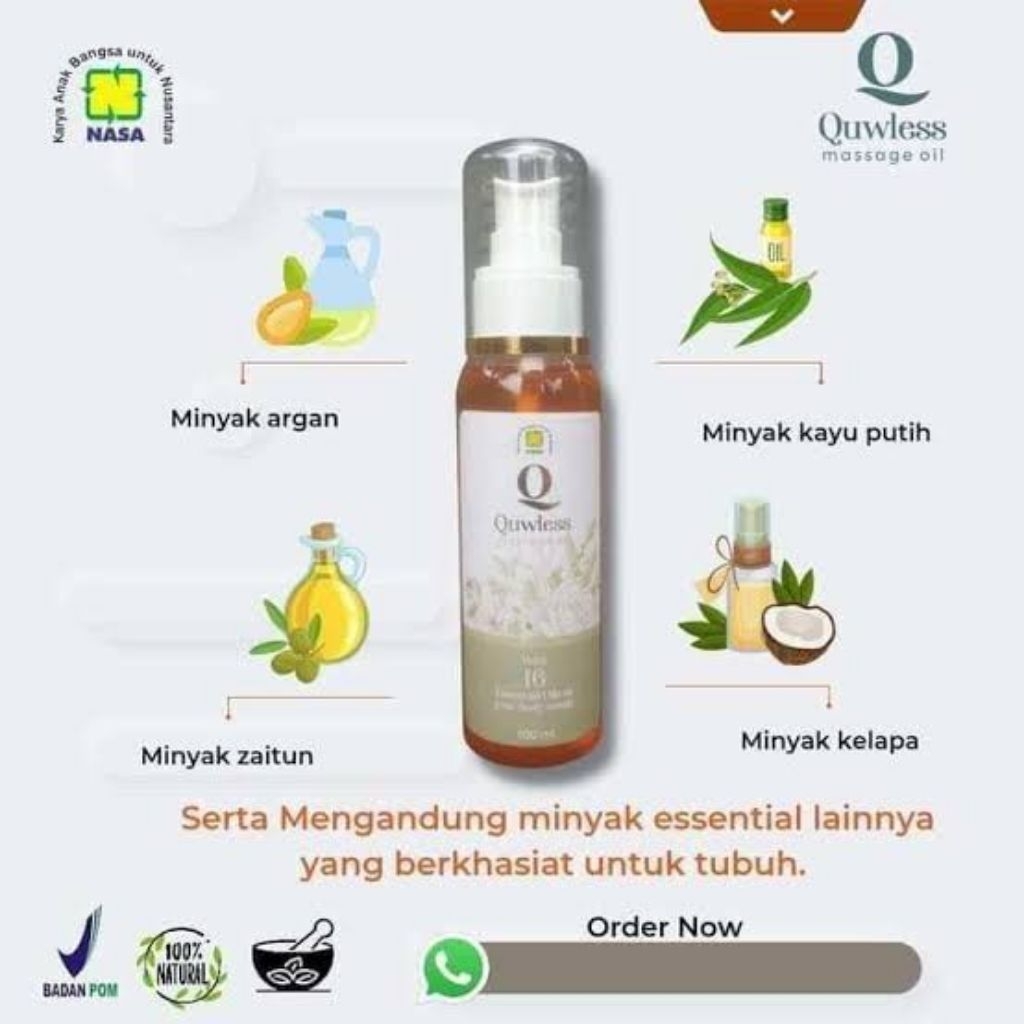 Jual Quwless Massage Oil 100ml-QULMIGO NASA (MINYAK PIJAT) | Shopee ...