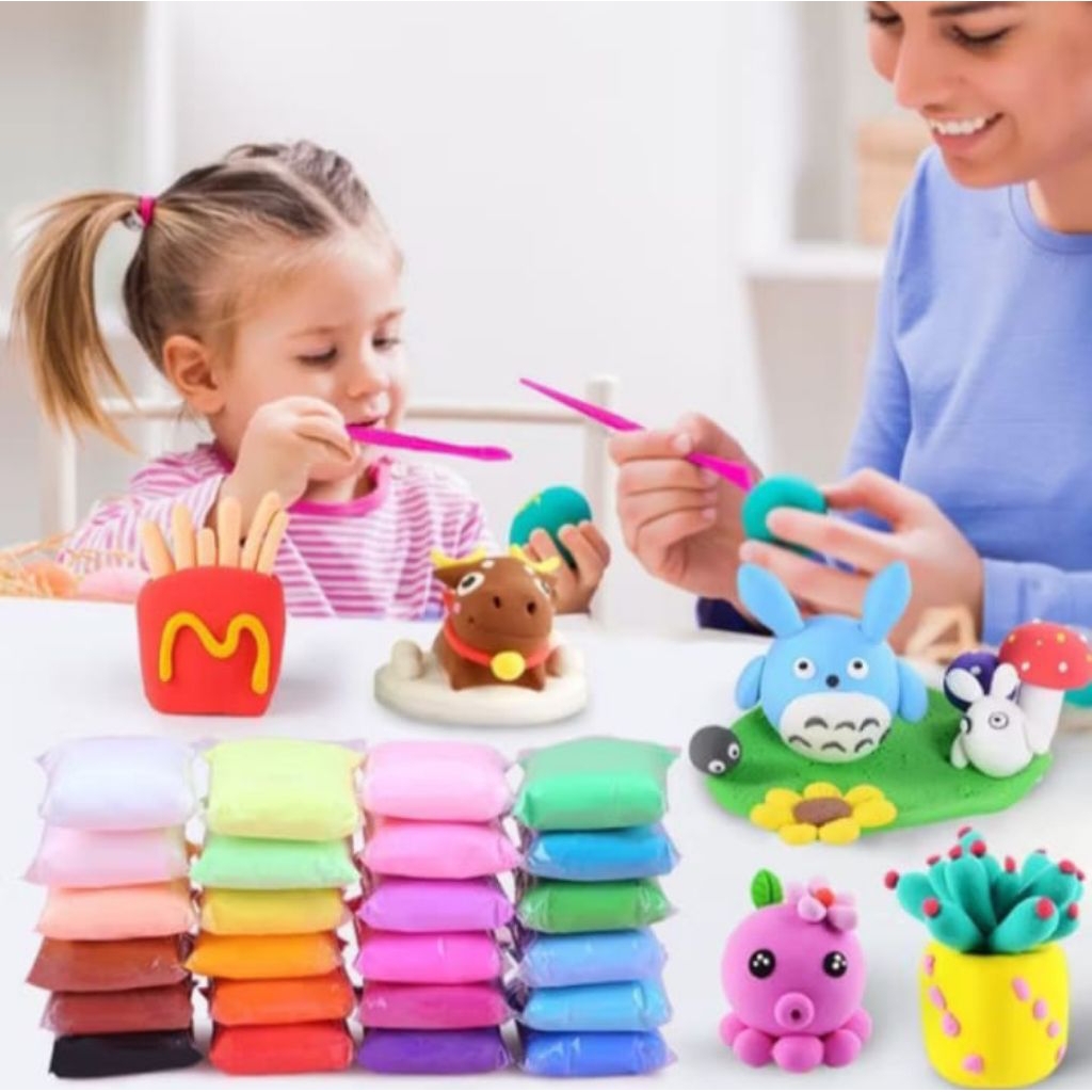 Jual Clay Mainan Anak Clay Polymer Murah Clay isi 12 Warna berat 70gr ...