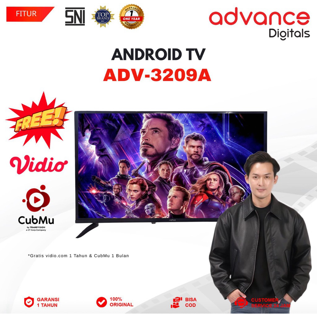 Jual TV LED Android TV 32 Inch Model ADV-3209A Gratis Aplikasi Video ...