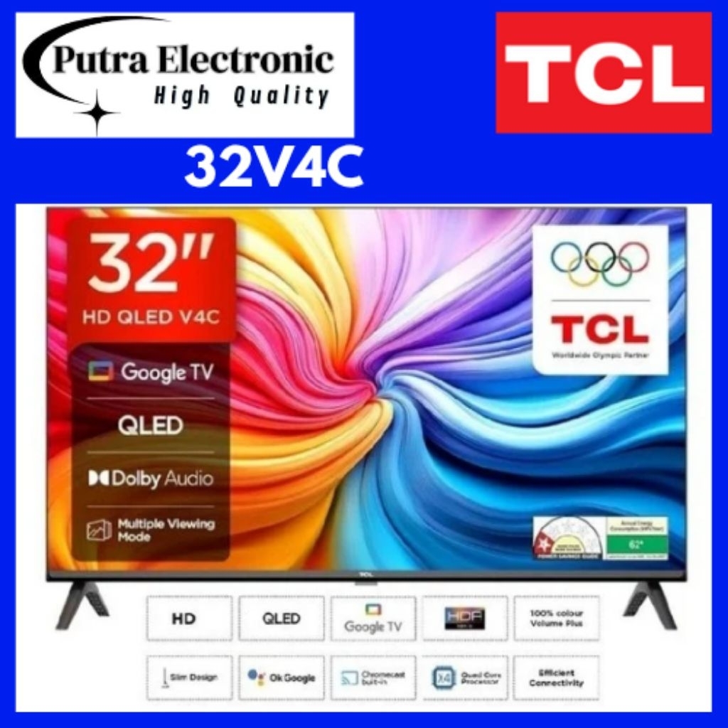 TCL TV 32V4C - 32 HD Smart QLED Direct LED Con Android TV E HDR - Compatibile C
