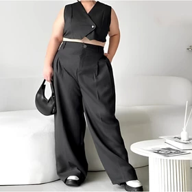 (BIG SIZE) Loose Pants Jumbo PREMIUM Highwaist Wanita Anti Kusut Celana Kulot Highwaist Wanita