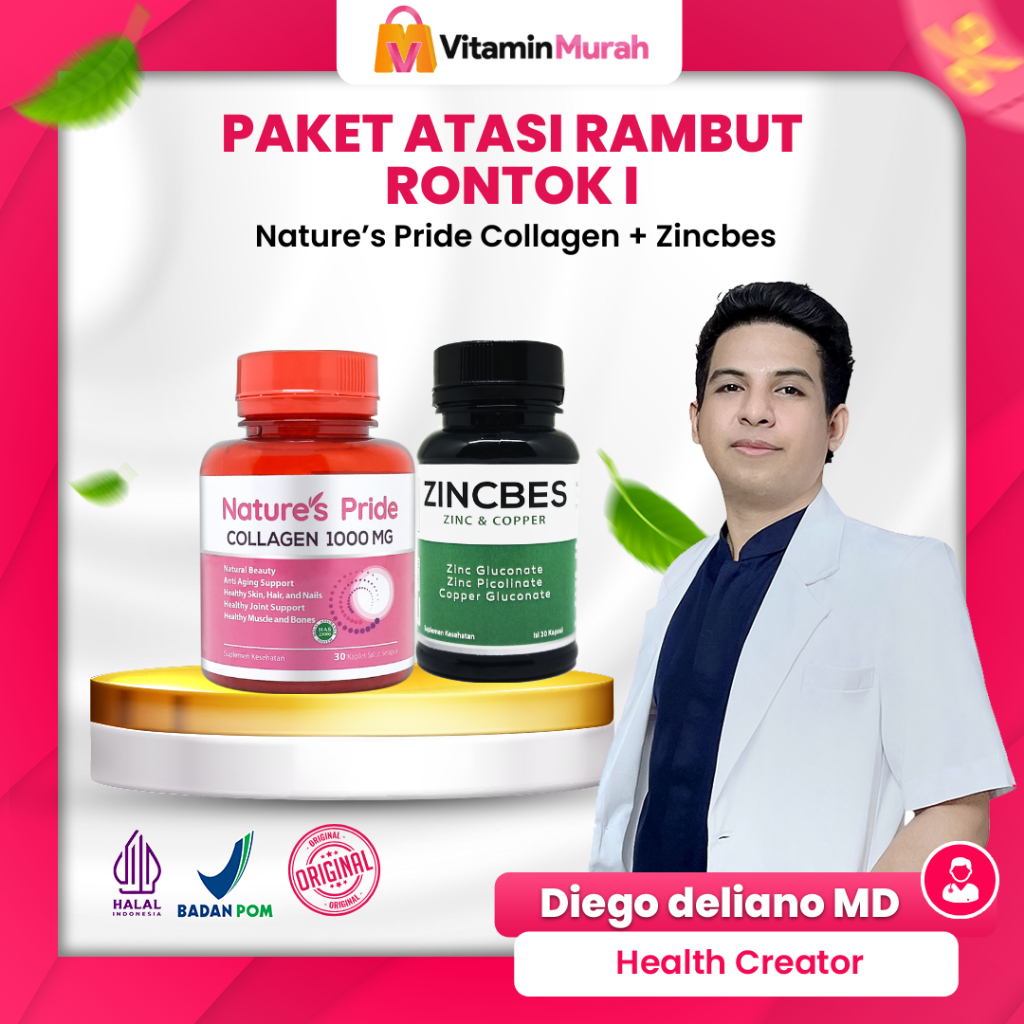 Jual PAKET ANTI RAMBUT RONTOK I : NATURE'S PRIDE COLLAGEN + ZINCBES ...