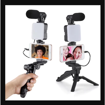 AL Tripod Vlog Set 5in1 AY 49 LED Video Light Phone Holder Tripod Microphone Remote Bluetooth