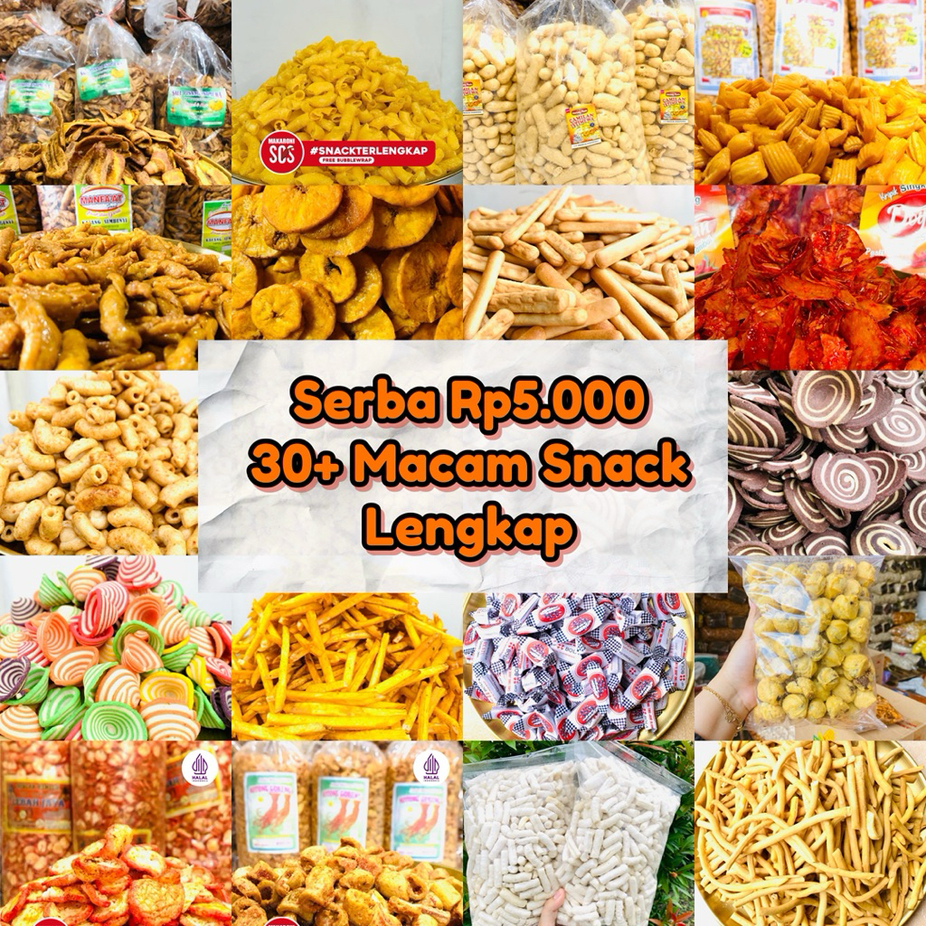 Jual “Serbu Serba 5Ribu” Snack Lengkap Rasa Asin Gurih Pedas Manis ...
