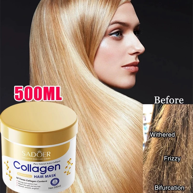 Jual Collagen Hair Mask Keratin Treatment 500ml Rusak dan Kering Rontok ...