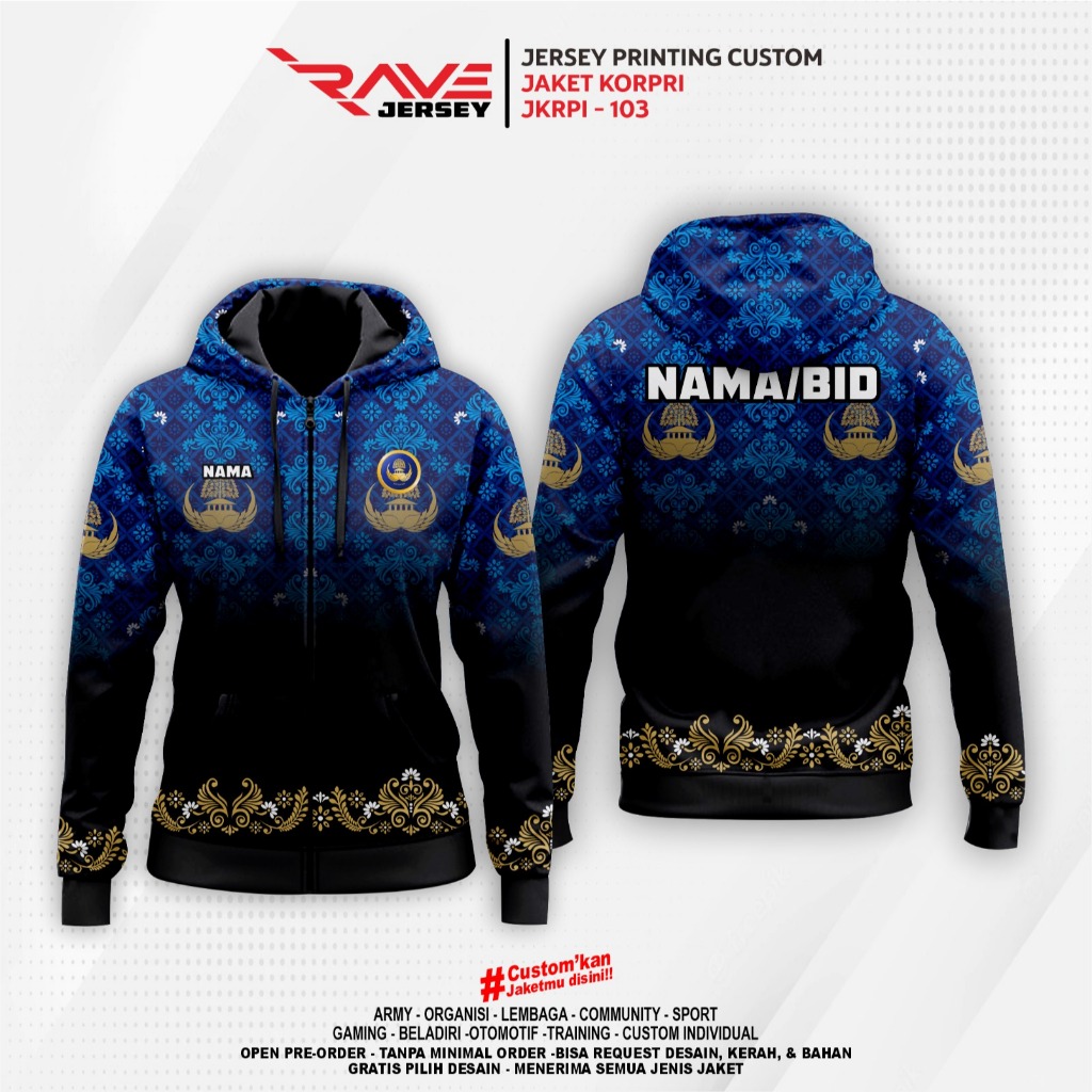Jual JAKET KORPRI/BATIK KORPRI TERBARU FULL PRINTING SUBLIM CUSTOM