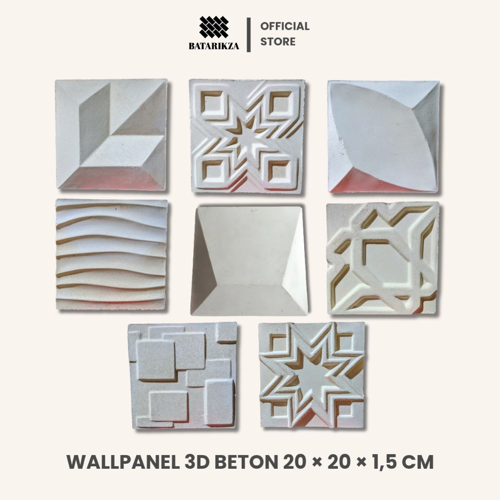 Batarikza – Wallpanel Beton 3D Premium 20×20 cm | Pilihan Motif Unik & Minimalis