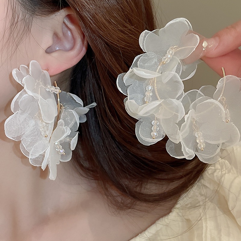 Jual Anting Hoop Bunga A-3 Pink Putih Soft Elegan Mewah Wanita Look ...