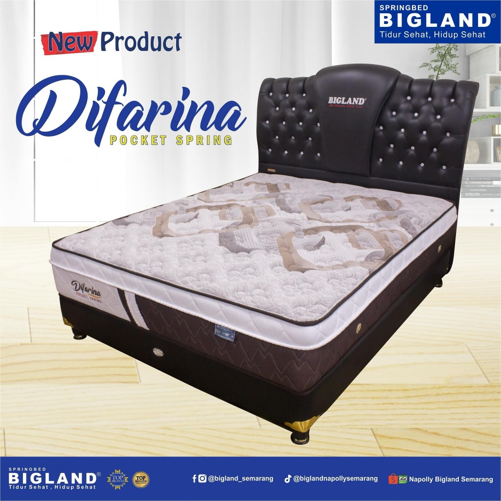 Jual Spring Bed Bigland Difarina Pocket Spring Plush Top Tebal 30Cm ...